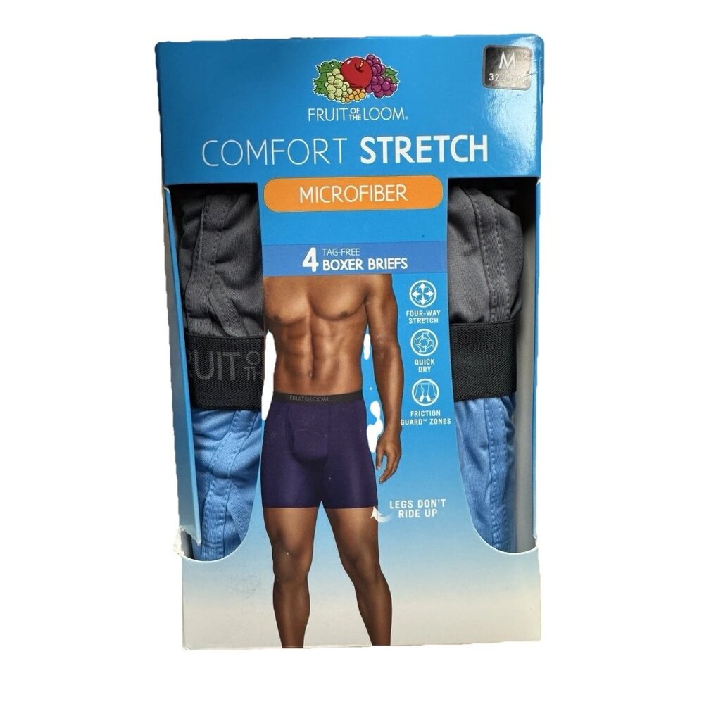 Fruit of the Loom Comfort Stretch Mens Microfiber Tagless Boxer Briefs 2 M/32-34